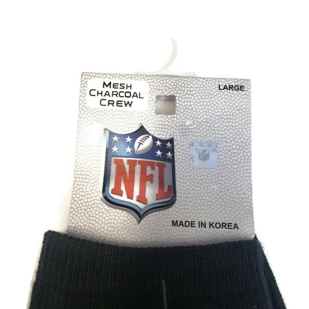 NFL Size Mens Large 10-13 New York Giants Mesh Charcoal Casual Crew Mens Socks